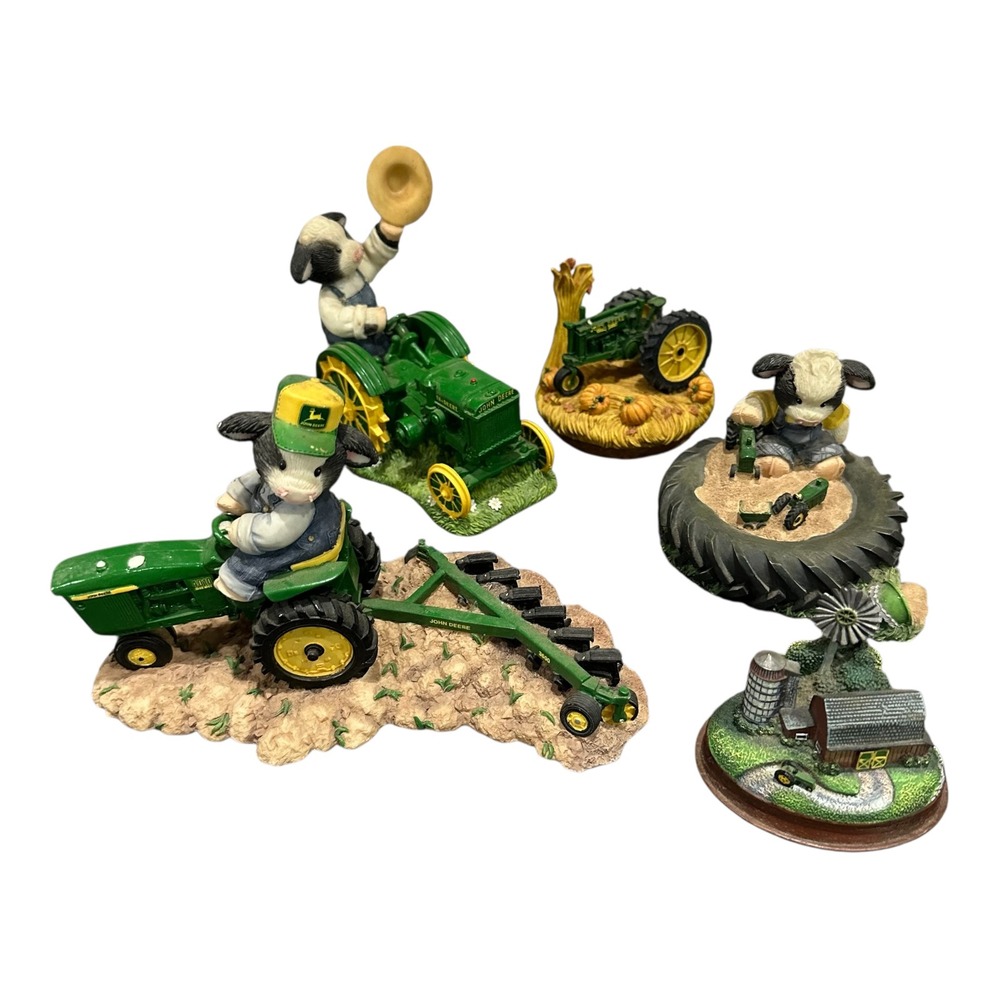 Vintage John Deere Mary's Moo Moos Figurines Lot of 5 Tractor Farm Decor